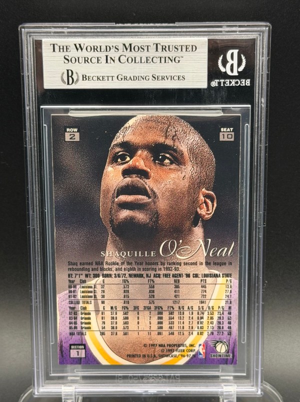 Shaquille O'Neal Autograph 1996-1997 Flair Select Row 2 BGS Certified