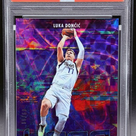 Luka Doncic 2021 Panini NBA Hoops HoopLa #’d 69/99 Hyper Red PSA 10 GEM MINT - Image 1